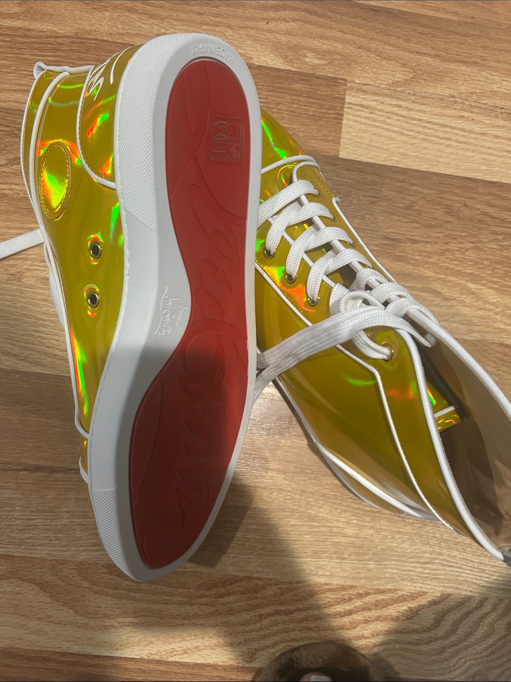 Christian Louboutin Red bottoms men high top . New with couple minor marks